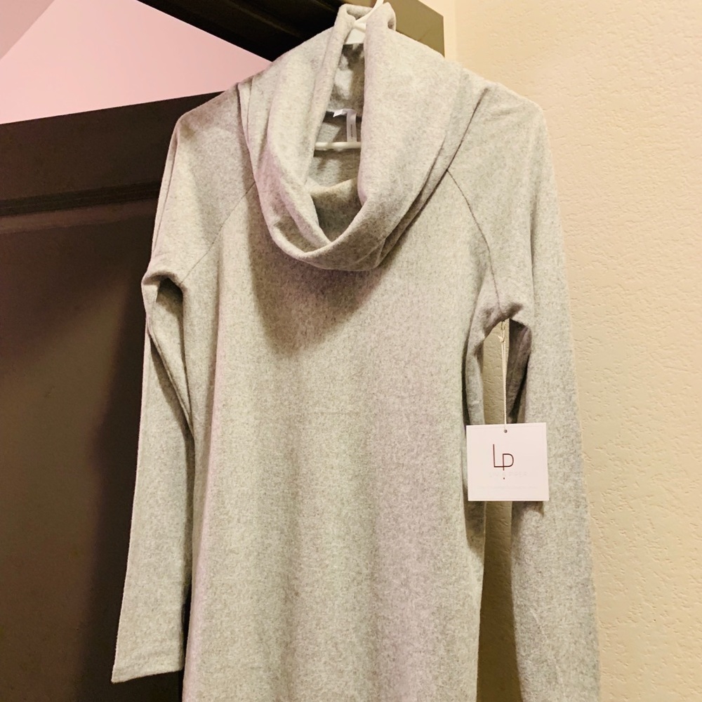 COWL NECK SWEATER TOP Small Grey Gray Lightweight
